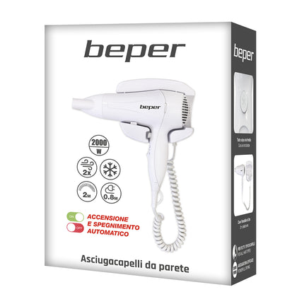Beper PHON DA PARETE 2000W CAPELLI PIEGA PARRUCCHIERE Beper