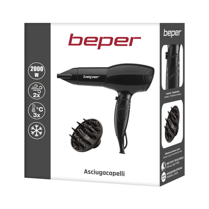 Beper PHON 2000W CON DIFFUSORE PIEGA CAPELLI PARRUCCHIERE Beper