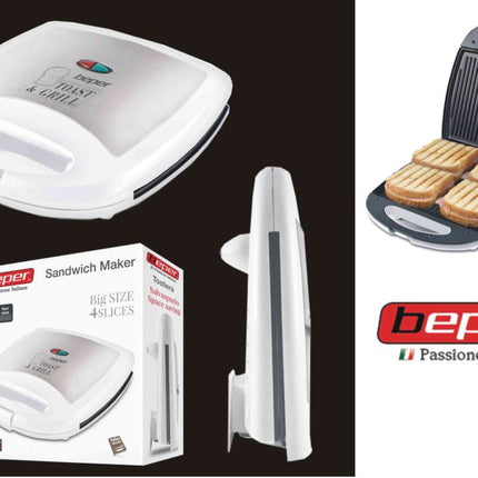 Beper TOSTIERA MAXI 4 FETTE GRILL PLATE 1300W Beper