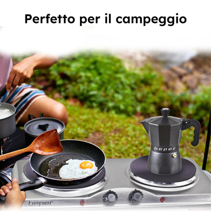 Fornello Elettrico Doppia Piastra 2500W Beper Acciaio 5 lvl Beper