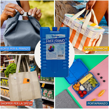 Mattonella Ghiaccio Freezerino 250 ml / 400 ml – Tavoletta Refrigerante Riutilizzabile per Borse Frigo e Frigoriferi Portatili Due Esse