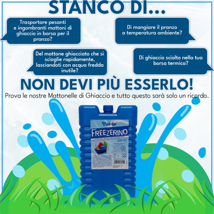Mattonella Ghiaccio Freezerino 250 ml / 400 ml – Tavoletta Refrigerante Riutilizzabile per Borse Frigo e Frigoriferi Portatili Due Esse
