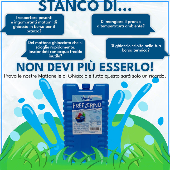 Mattonella Ghiaccio Freezerino 250 ml / 400 ml – Tavoletta Refrigerante Riutilizzabile per Borse Frigo e Frigoriferi Portatili Due Esse