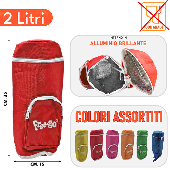 Portabottiglie Termico 2 Litri Free‑Go – Borsa Isotermica Tinta Unita, Colori Assortiti, 35x15 cm Due Esse