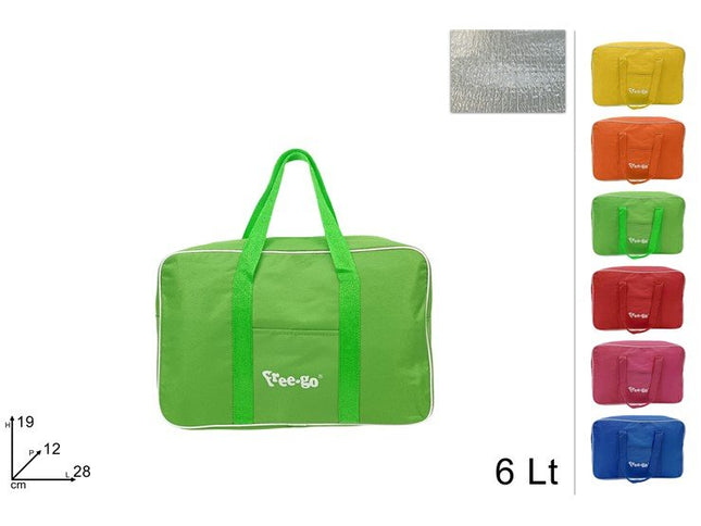 Free-go Borsa Termica Interno Alluminio 6L 14L 24L Borsa Frigo Piccola Media Grande Salvaspazio Isolamento Termico Impermeabile Leggera Colori Assortiti 6 Litri (Piccola) Due Esse