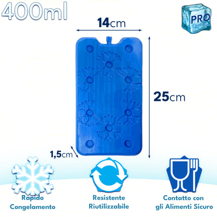 Mattonella Ghiaccio Freezerino 250 ml / 400 ml – Tavoletta Refrigerante Riutilizzabile per Borse Frigo e Frigoriferi Portatili 400 ml Due Esse