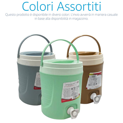 Distributore Acqua Ghiacciata Portatile | Tanica Termica con Rubinetto per Spiaggia e Campeggio | Isolamento Poliuretano Professionale | 3L - 6L - 9L Anti-Goccia Due Esse