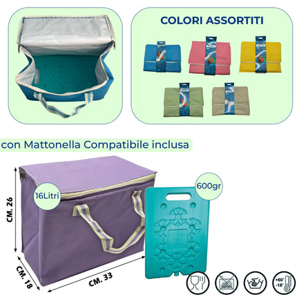 BORSA TERMICA LT.16 CON FREEZERINO GR.600 COL. ASS. Due Esse