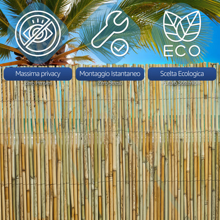 Canne Italia Arella in Bamboo Naturale, Ideale per Recinzioni Separè Coperture Spazi Privacy, Casa Giardino Mare Spiaggia, Utili per Creare Ombra Casalinghi Sicignano