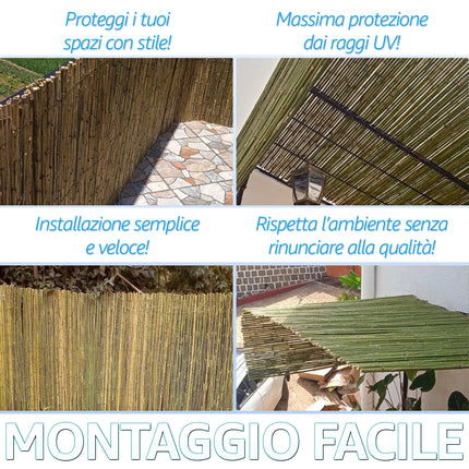 Canne Italia Arella in Bamboo Naturale, Ideale per Recinzioni Separè Coperture Spazi Privacy, Casa Giardino Mare Spiaggia, Utili per Creare Ombra Casalinghi Sicignano