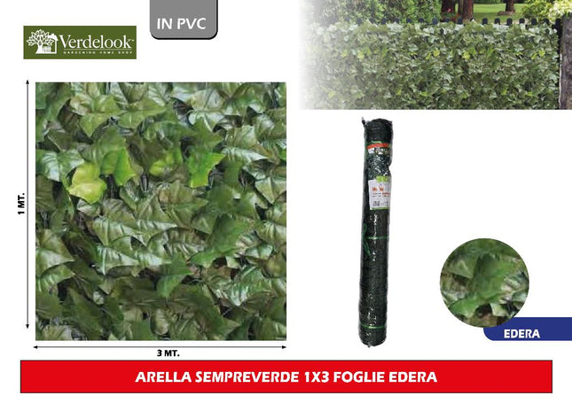 Arella Edera Artificiale 1x3 m – Siepe Sempreverde Decorativa