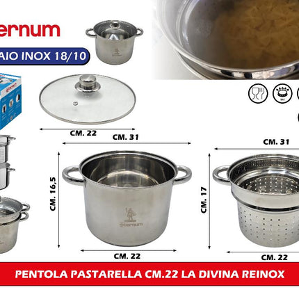 Pentola Pastarella Cm.22 La Divina Reinox X Induzione Aeternum