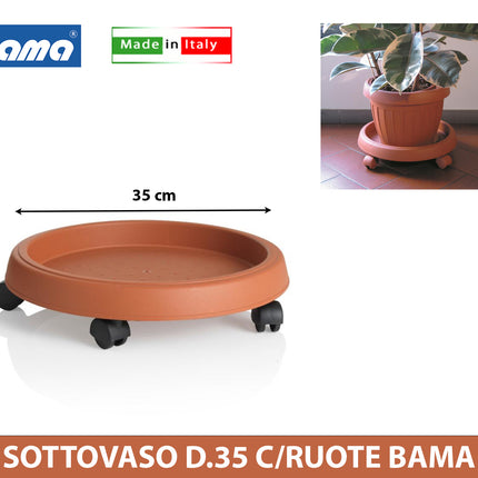 Bama Sottovaso Con Ruote In Plastica Rotondo Per Piante E Vasi, Pratico E Funzionale