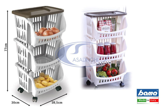 Bama Carrello Portafrutta Plastica Tidy: Organizzazione Tortora Per La Cucina Bama