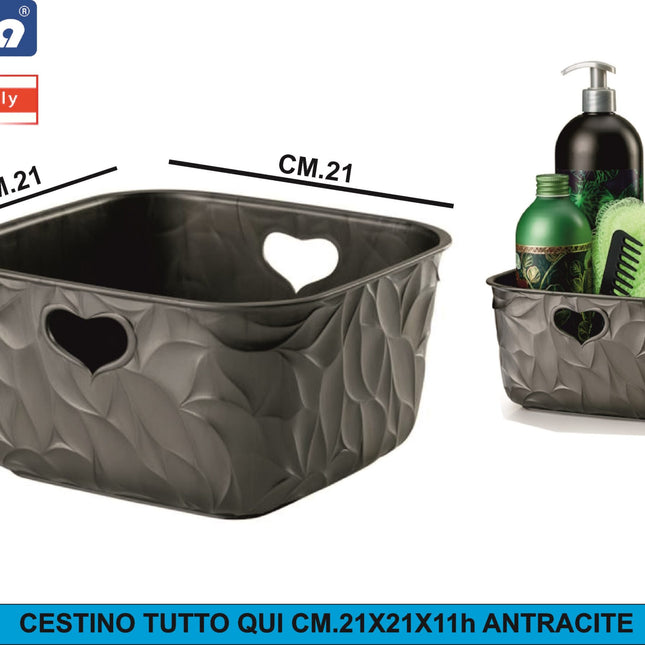 Cestino Tutto Qui Cm.21X21X11H Antracite Bama