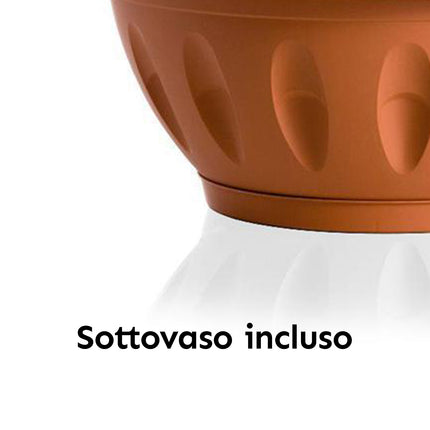 Bama Vaso Ciotola Alba Rotondo Basso Plastica Terracotta Con Sottovaso Per Piante