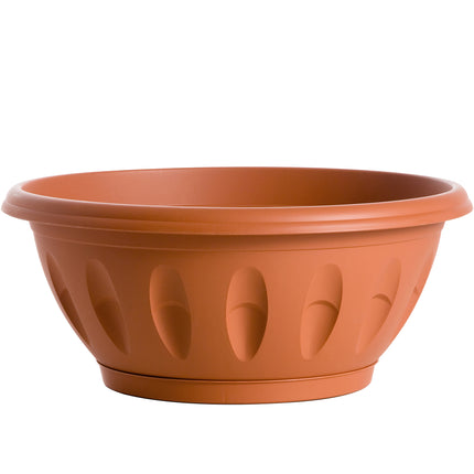 Bama Vaso Ciotola Alba Rotondo Basso Plastica Terracotta Con Sottovaso Per Piante
