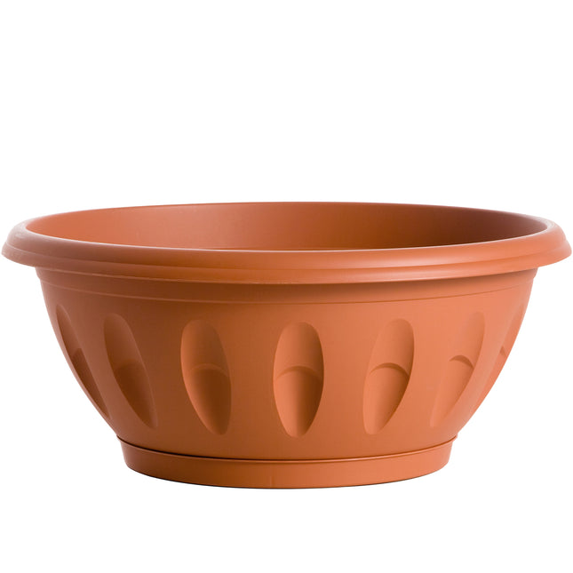 Bama Vaso Ciotola Alba Rotondo Basso Plastica Terracotta Con Sottovaso Per Piante