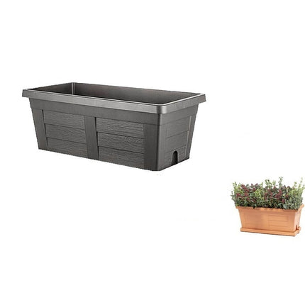 Bama Fioriera Effetto Legno: Vaso Antracite Cm 80X40X34H Senza Sottovaso
