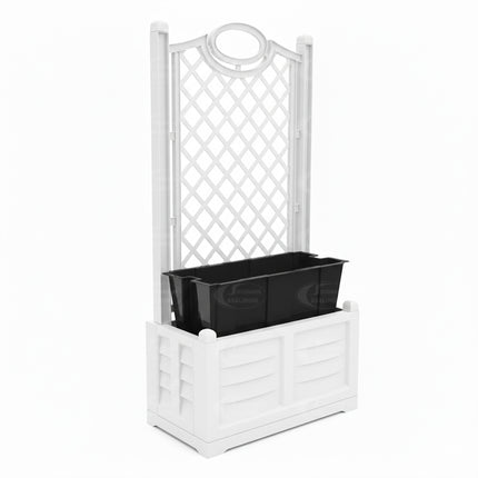 Bama Fioriera Con Spalliera Separé Da 80Cm Con Fioriera Interna In Plastica Dura Bama Bianco Bama