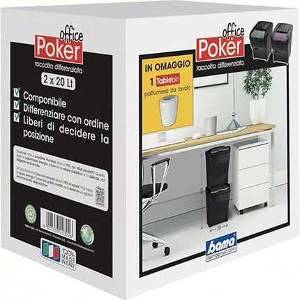 Bama Pattumiera Poker Office Set 2 Pezzi: Soluzione Raccolta Differenziata Lt 20
