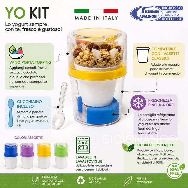 Portayogurt Termico Bama Yo Kit con Refrigerante e Cucchiaio - Colori Assortiti Bama