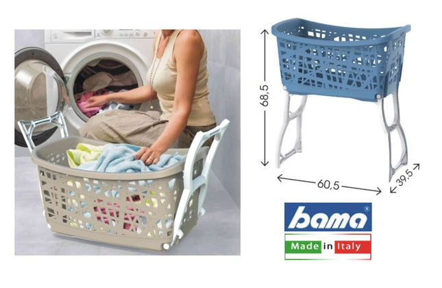 Bama Cesta Bucato Stand Up 44L Con Gambe Reclinabili – 60,5X39,5X68,5H Cm – Colori Assortiti Bama