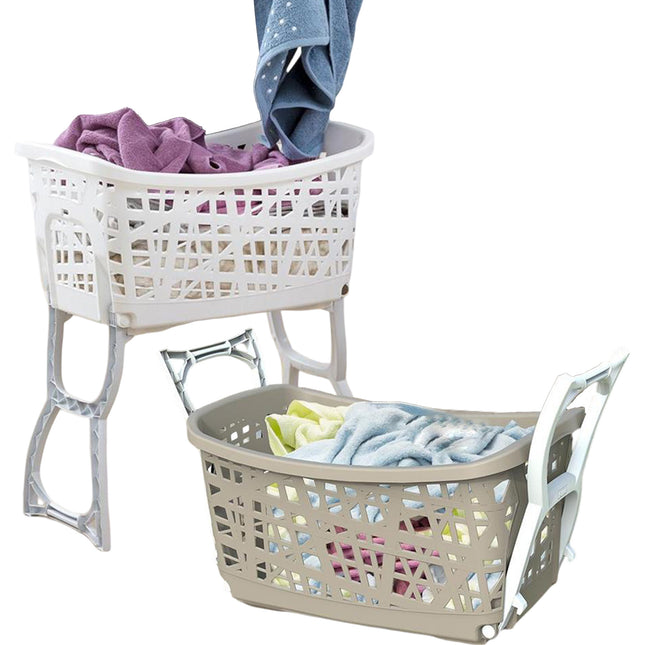 Bama Cesta Bucato Stand Up 44L con Gambe Reclinabili – 60,5×39,5×68,5h cm – Colori Assortiti