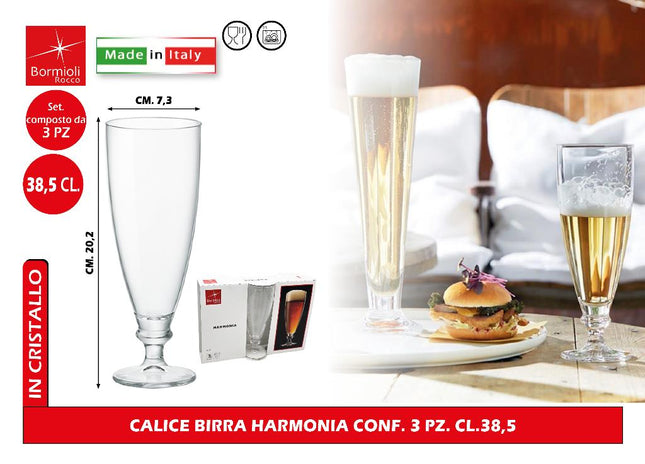 Bormioli Rocco Calice Birra Harmonia: Set 3 Pezzi Cl 38,5 Bormioli Rocco