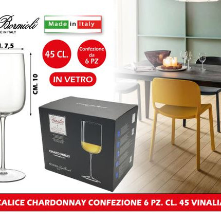 Bormioli Rocco Calice Chardonnay Vinalia: Set 6 Pezzi Cl 45 Bormioli Rocco