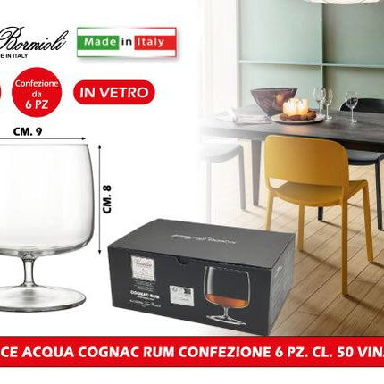 Bormioli Rocco Calice Vinalia: Set 6 Pezzi Cl 50 Per Acqua, Cognac, Rum
