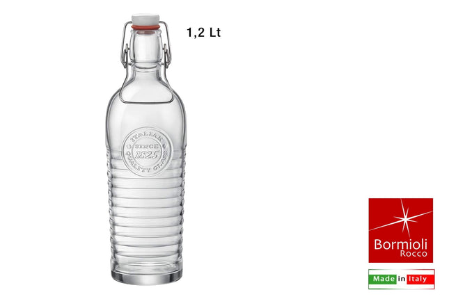 Bormioli Rocco Bottiglia Officina 1825: In Vetro Lt 1,2 Con Tappo Meccanico Bormioli Rocco