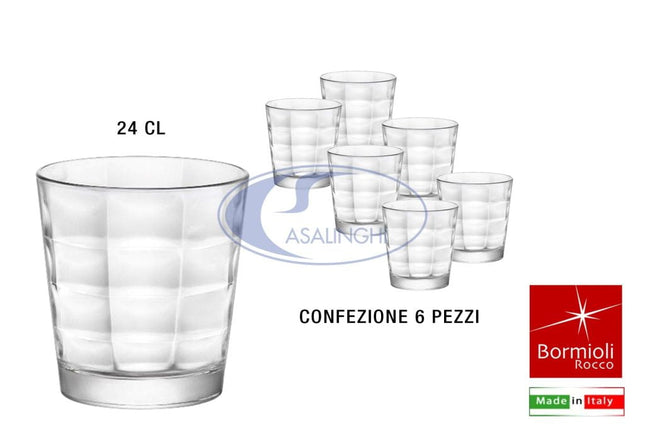 Bormioli Rocco Bicchiere Cube: Set 6 Pezzi Cl 24 Acqua Per Apparecchiare Bormioli Rocco