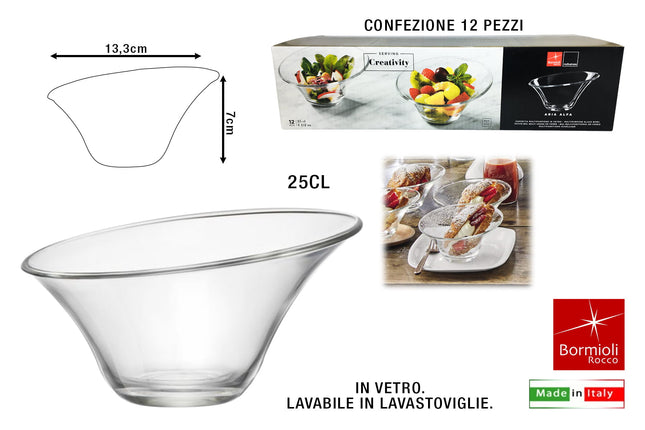 Bormioli Rocco Coppetta Vetro Alfa: Set 12 Pezzi Cl 25 Per Dessert E Gelato Bormioli Rocco