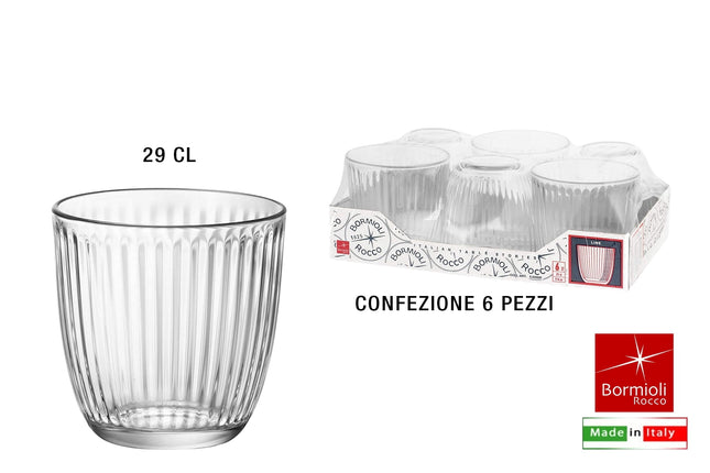 Bormioli Rocco Bicchiere Line: Set 6 Pezzi Cl 29 Acqua Bormioli Rocco