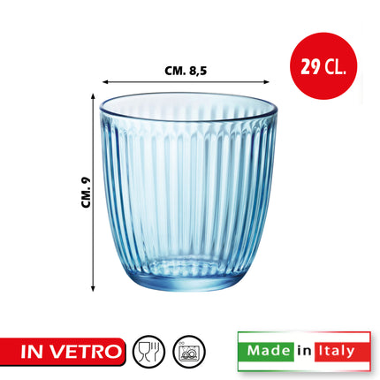 Bormioli Rocco Bicchiere Lively Blue: Set 6 Pezzi Cl 29 Acqua Per Apparecchiare