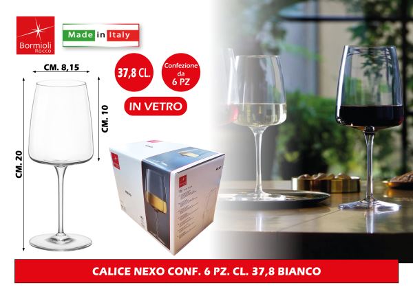 Bormioli Rocco Vetro Nexo Set Calici Vini Bianchi, 6 Unità (Confezione Da 1), 38 Cl Bormioli Luigi
