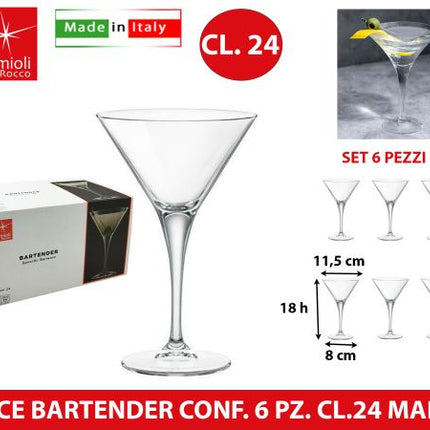 Bormioli Rocco Calice Bartender Martini: Set 6 Pezzi Cl 24