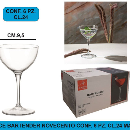 Calice Bartender Novecento Conf. 6 Pz. Cl.24 Martini Bormioli Luigi