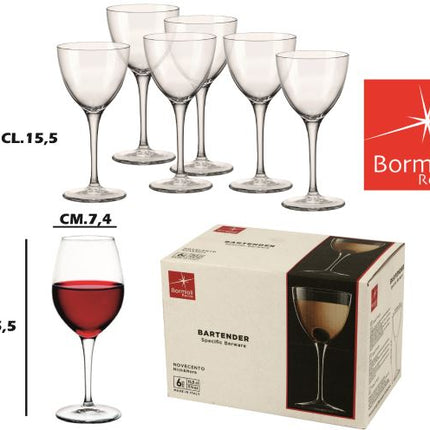 Bormioli Rocco Calice Bartender Novecento Nick&Nora: Set 6 Pezzi Cl 15,5