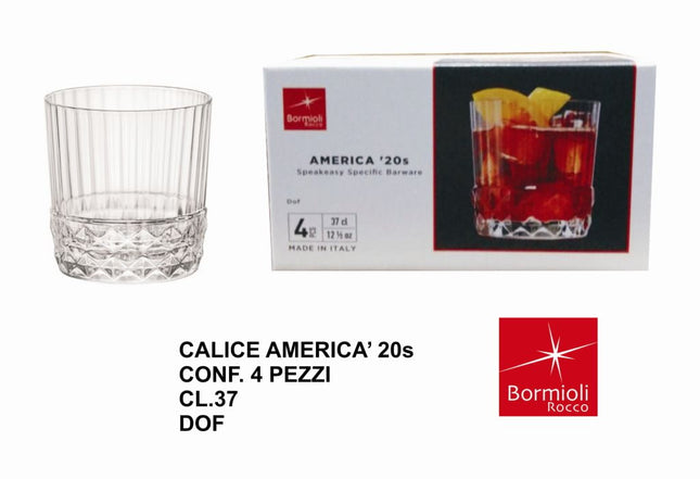 Bormioli Rocco Bicchiere America '20S Dof: Set 4 Pezzi Cl 37 Bormioli Rocco