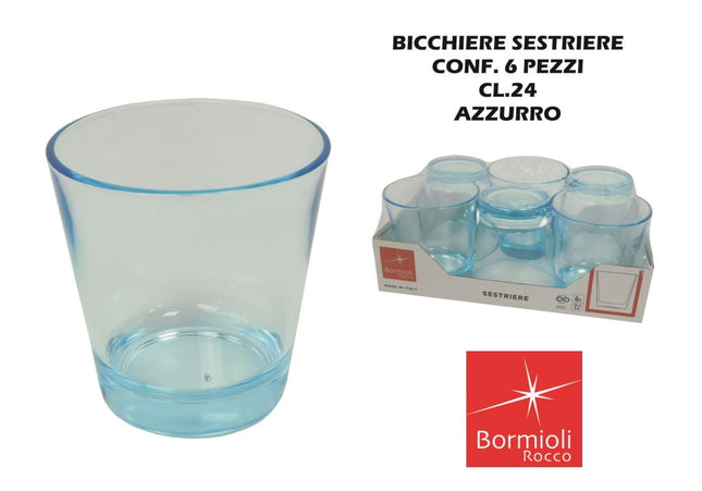 Bormioli Rocco Bicchiere Sestriere: Set 6 Pezzi Cl 24 Acqua Azzurro Bormioli Rocco