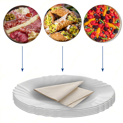 Piatto Frutta Ebro Ø20Cm Bianco 6Pz Con Decoro Bordo, Vetro Opale Temperato, Per Antipasti, Secondi Piatti, Contorni, Adatto Al Microonde Bormioli Luigi