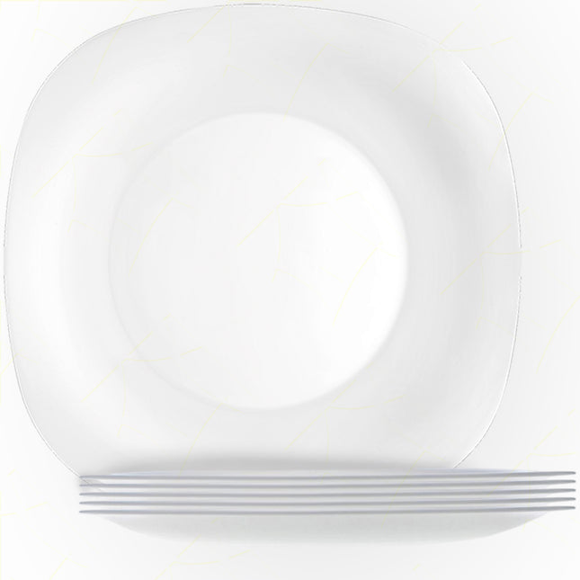 Piatto Piano Parma Ø27Cm, Bianco, Set 6Pz, Vetro Opale Temperato, Resistente A Urti E Alte Temperature, Adatto A Microonde, Per Secondi E Antipasti