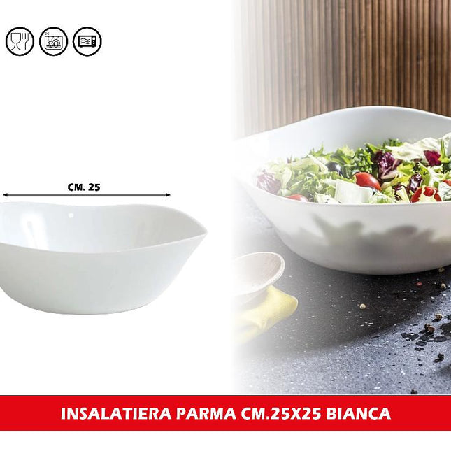 Bormioli Rocco Insalatiera Parma: Ciotola Quadrata Cm 25X25 Bianca