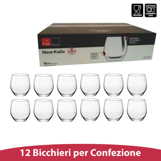 Bormioli Rocco Bicchiere New Kalix Confezione 12 Pezzi Capacità Variabile
