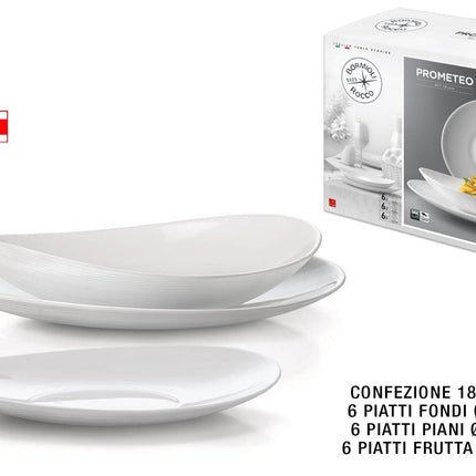 Piatti Serv. 18 Pz. Prometeo Bianco Bormioli-8411712763190
