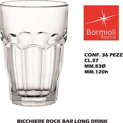 Bormioli Rocco Bicchiere Rock Bar: Set 36 Pezzi Cl 37 Long Drink