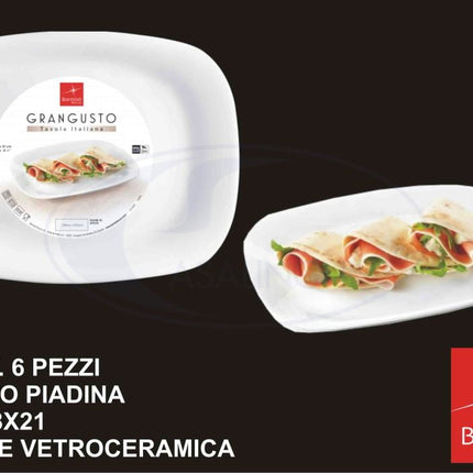 Bormioli Rocco Piatto Grangusto: Set 6 Pezzi in Vetro Opale Temperato per Ristoranti, Cucina e Dessert - Tutto Tutto Meno Meno