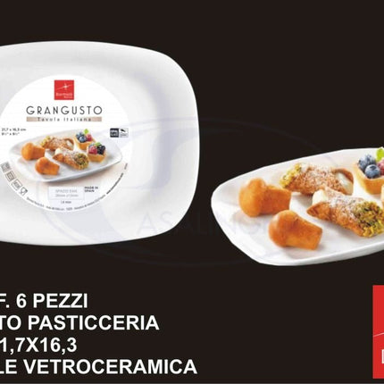 Bormioli Rocco Piatto Grangusto: Set 6 Pezzi in Vetro Opale Temperato per Ristoranti, Cucina e Dessert - Tutto Tutto Meno Meno